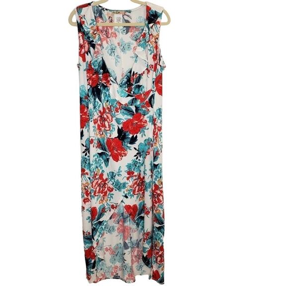 Love Squared Floral Ruffled Hi Low Maxi Dress 1X - Picture 3 of 6